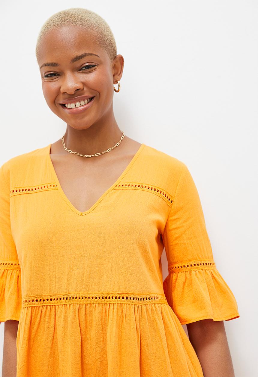 MILLA - Trim inset mini dress with ruffle sleeve - mango