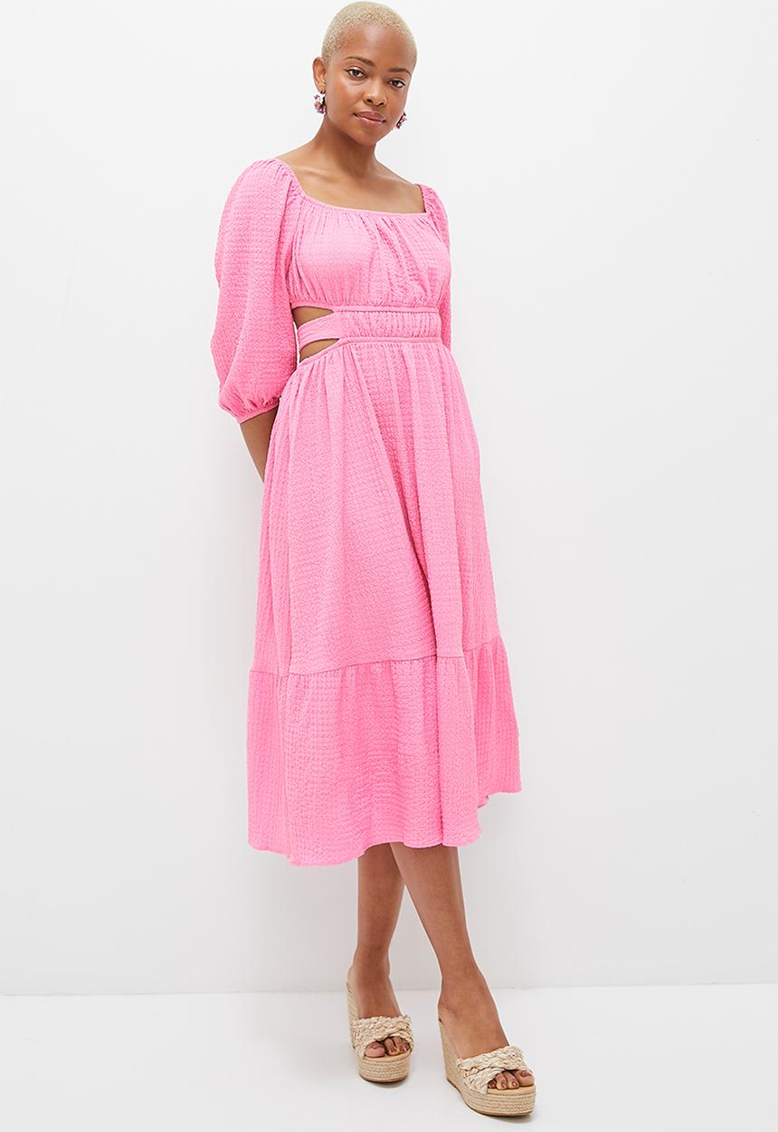 MILLA - Cutout detail square neck midi dress - pink