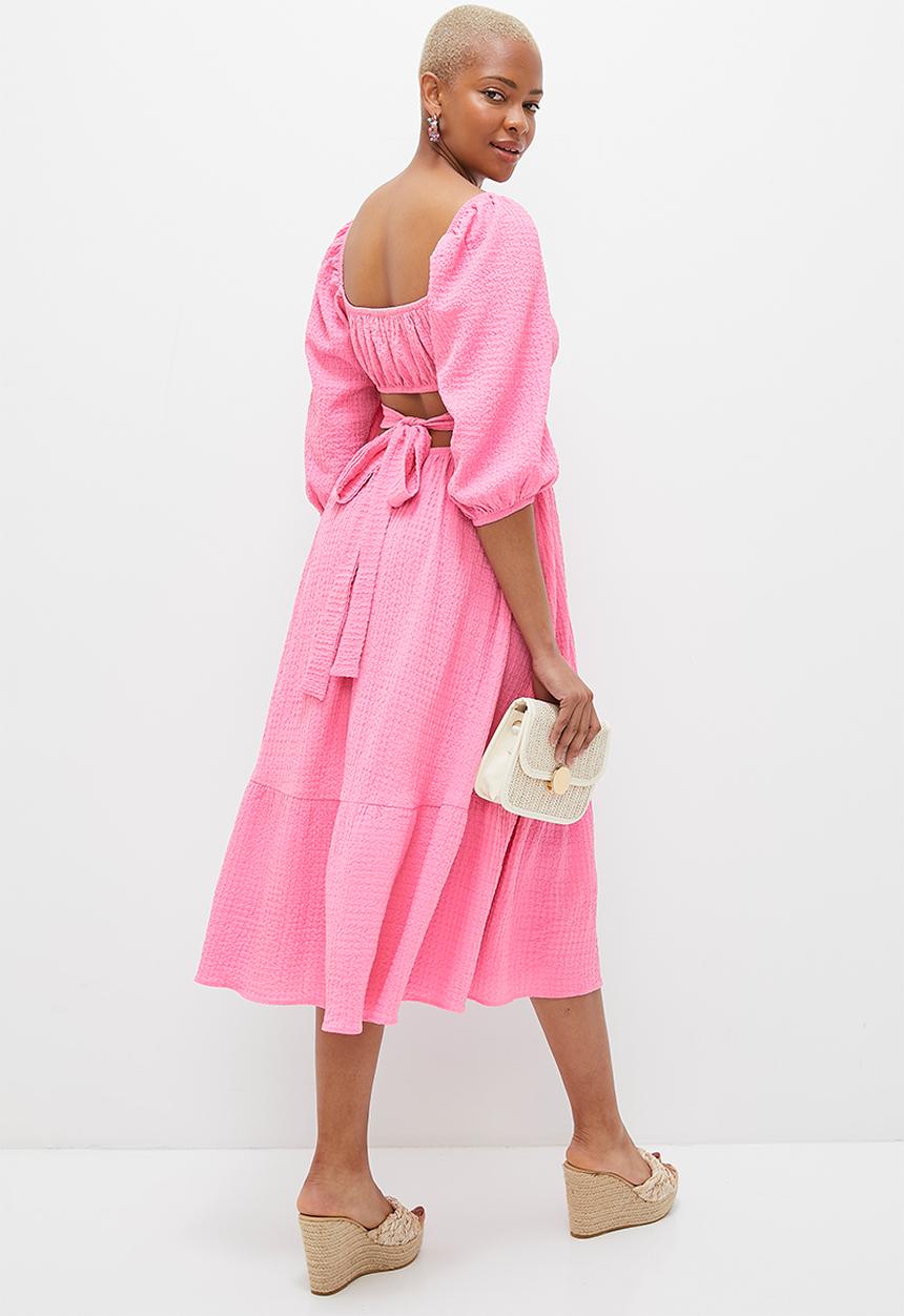 MILLA - Cutout detail square neck midi dress - pink