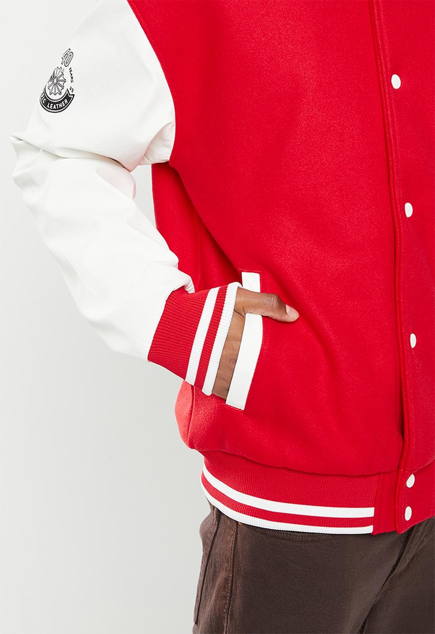 Reebok - Classic reverse varsity jacket - red