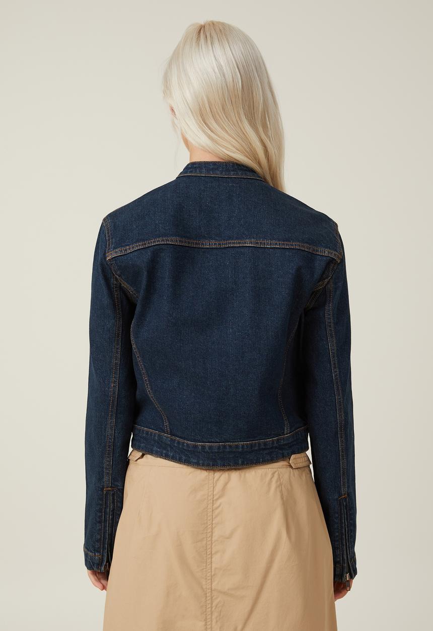 Cotton On - Denim moto jacket - mistic blue