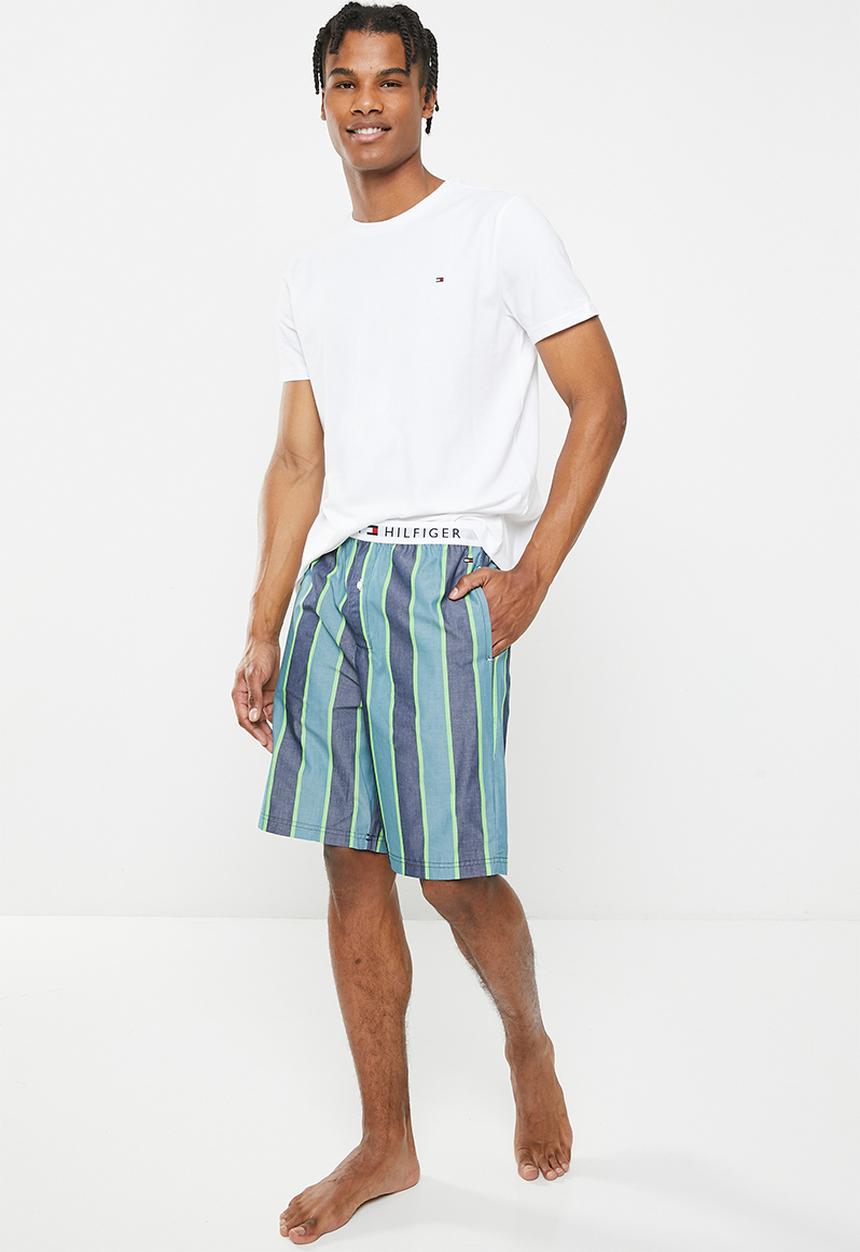 Tommy Hilfiger - Cn short sleeve short woven set - white / stripe green