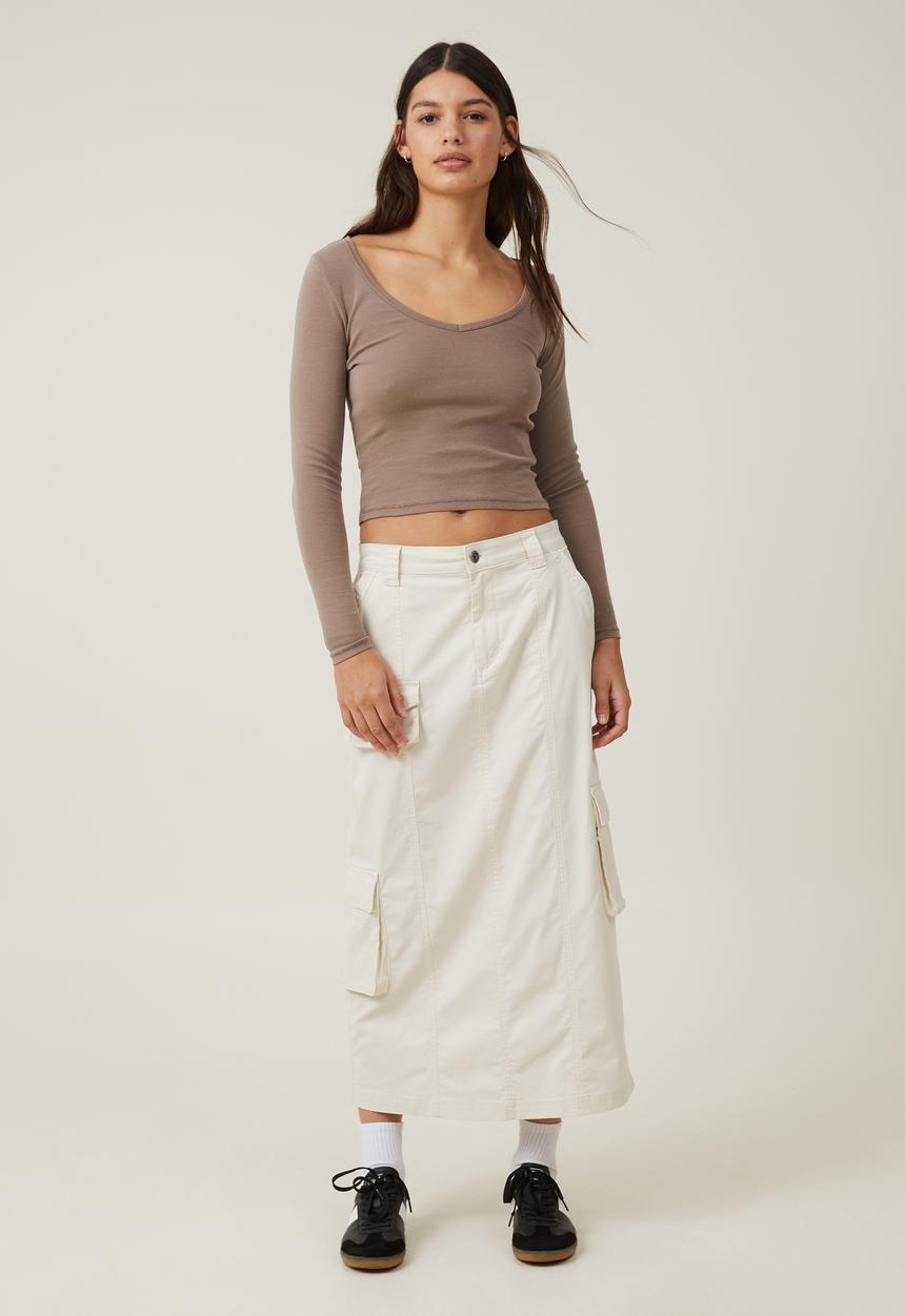 Cotton On - Hayden utility maxi skirt - dove grey