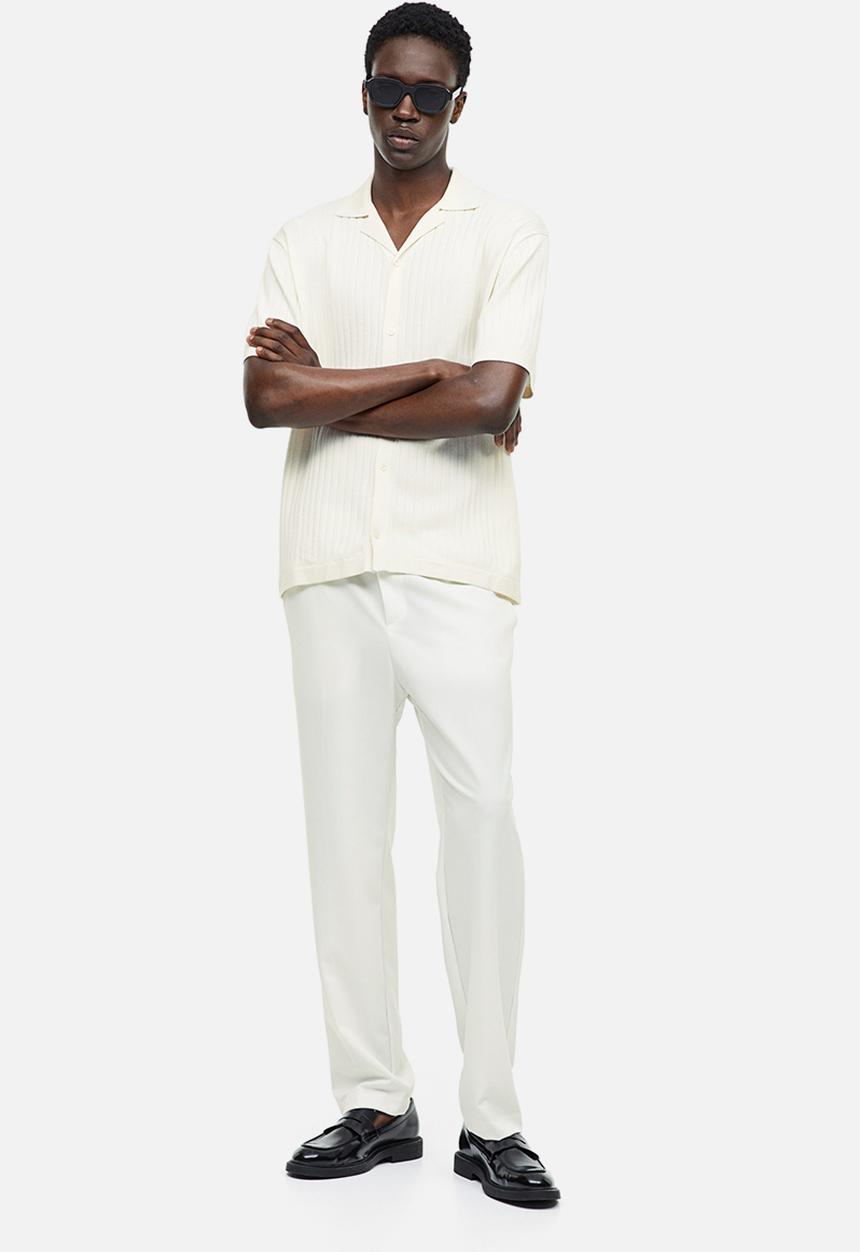 H&M - Regular fit rib-knit resort shirt - white
