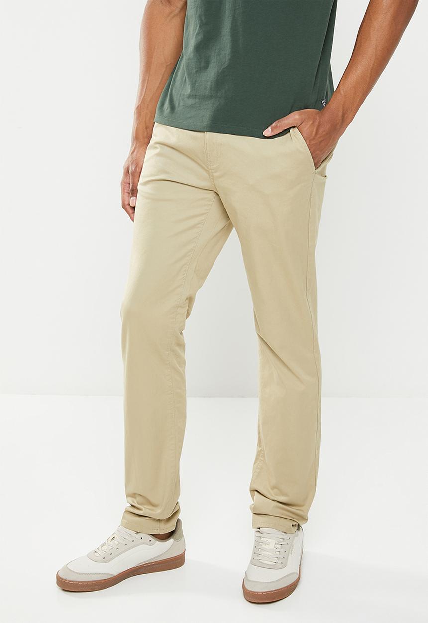 GUESS - Stretch twill slim fit chino - beige blanco
