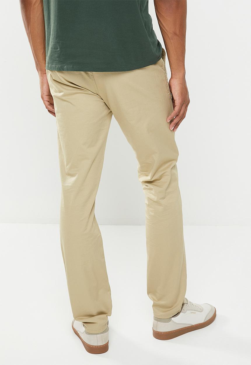GUESS - Stretch twill slim fit chino - beige blanco