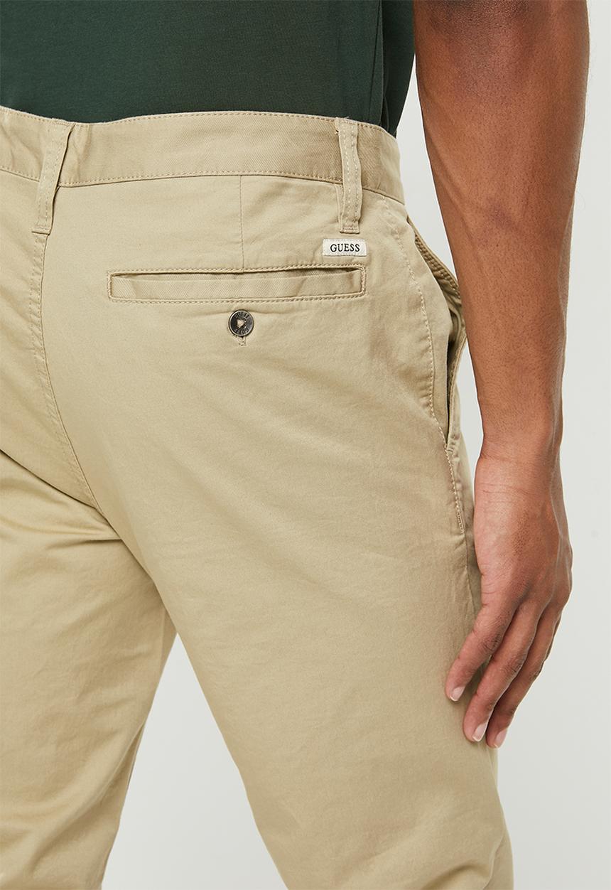 GUESS - Stretch twill slim fit chino - beige blanco