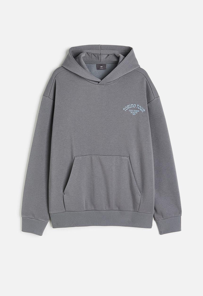 H&M - Relaxed fit printed hoodie - grey / torino tour 