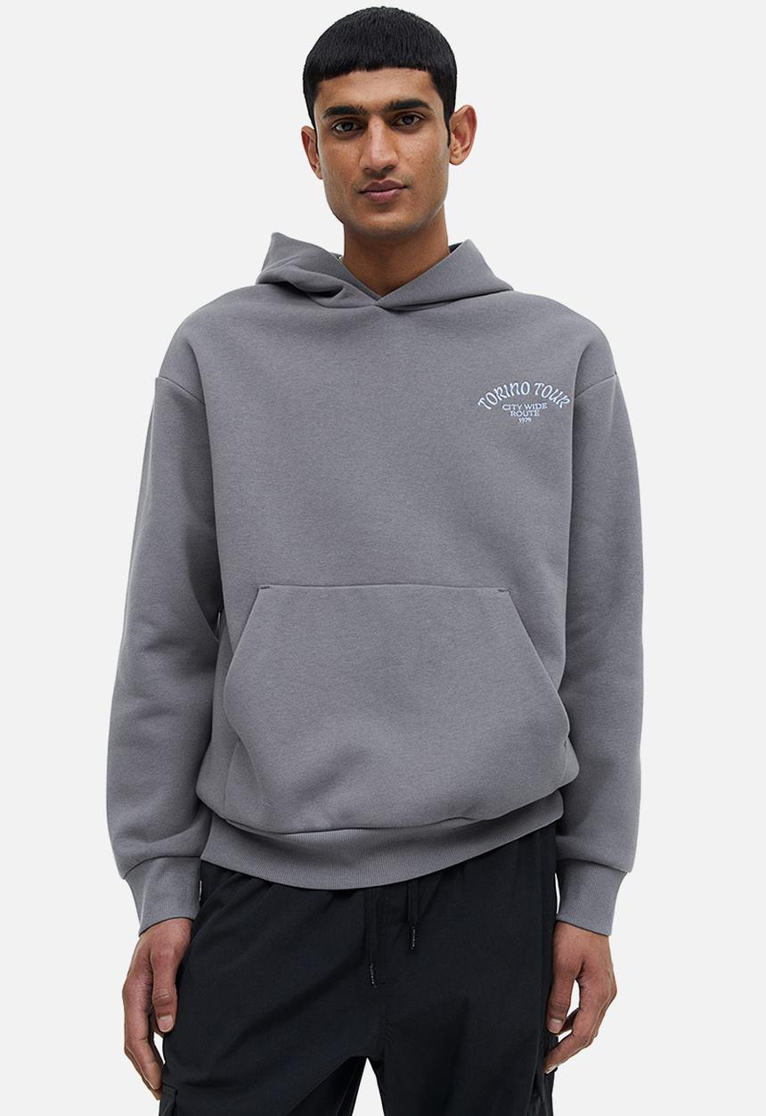 H&M - Relaxed fit printed hoodie - grey / torino tour 