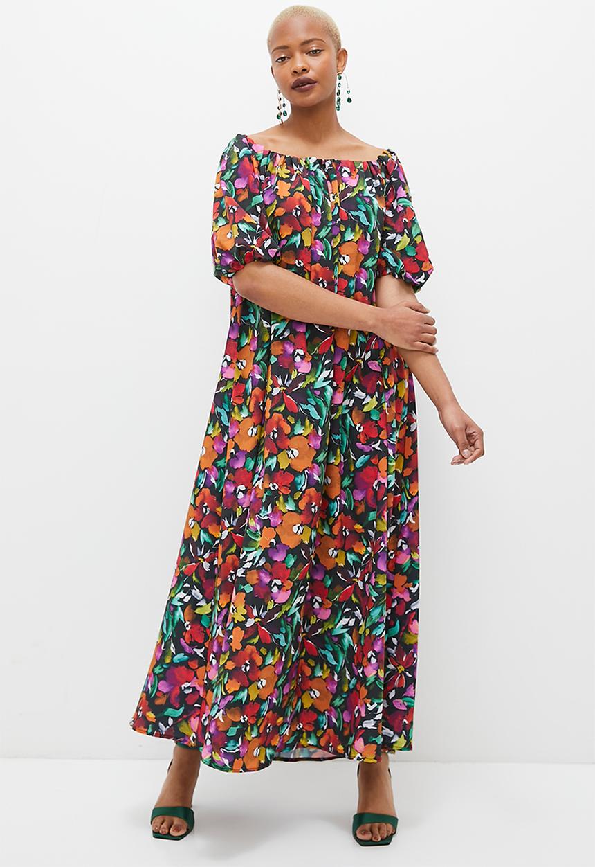 MILLA - Bardot volume maxi dress - multi