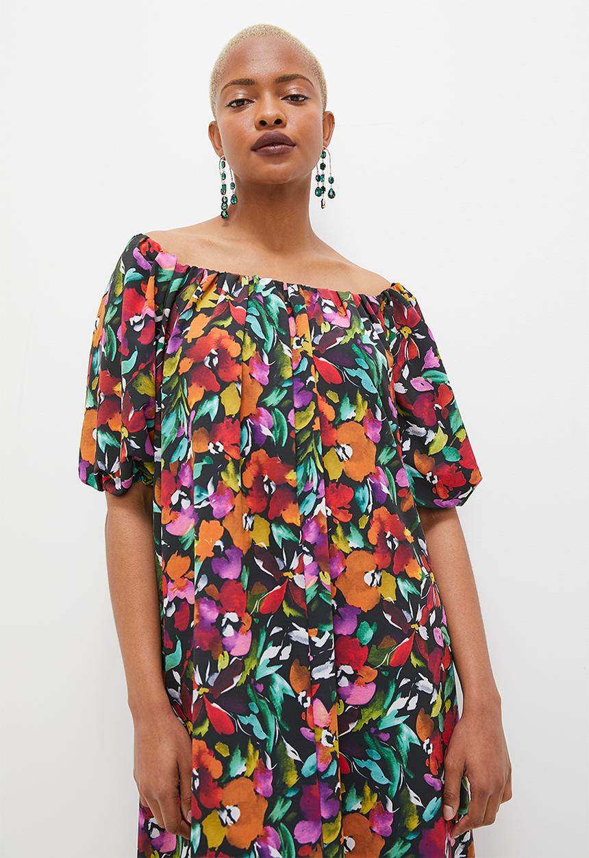 MILLA - Bardot volume maxi dress - multi