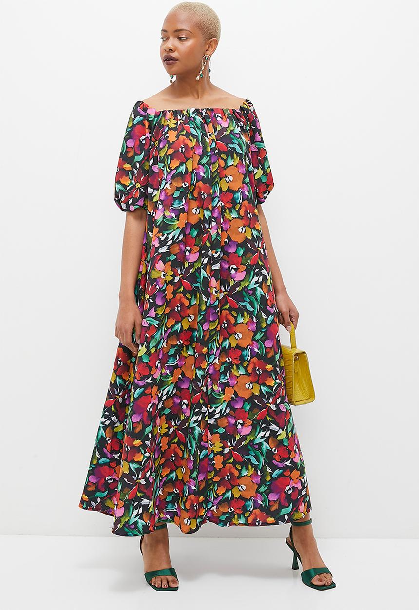MILLA - Bardot volume maxi dress - multi