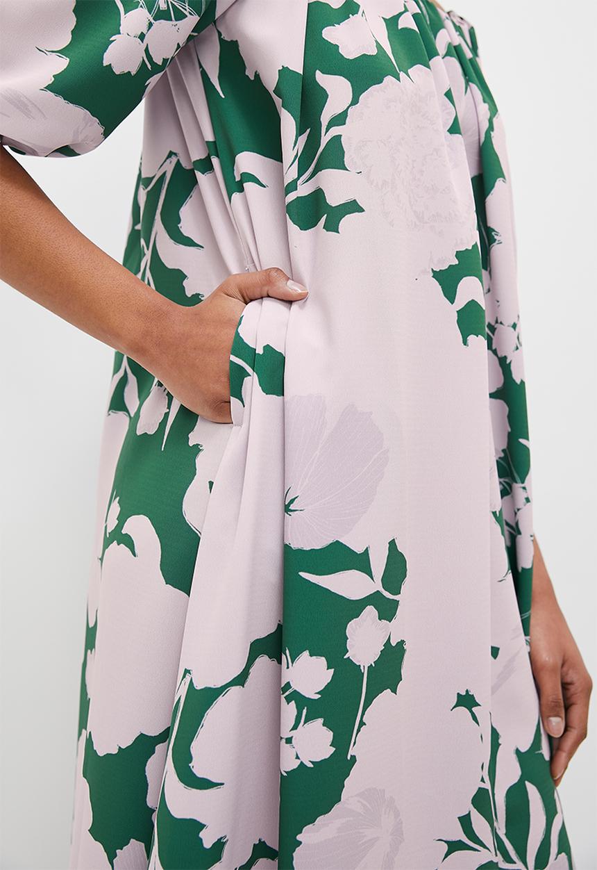 MILLA - Bardot volume maxi dress - pink & green