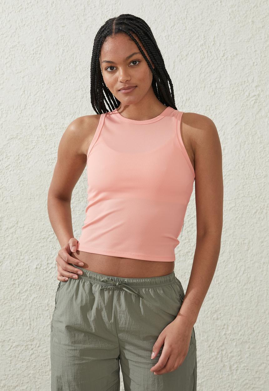 Cotton On - Active rib tank top - apricot blush