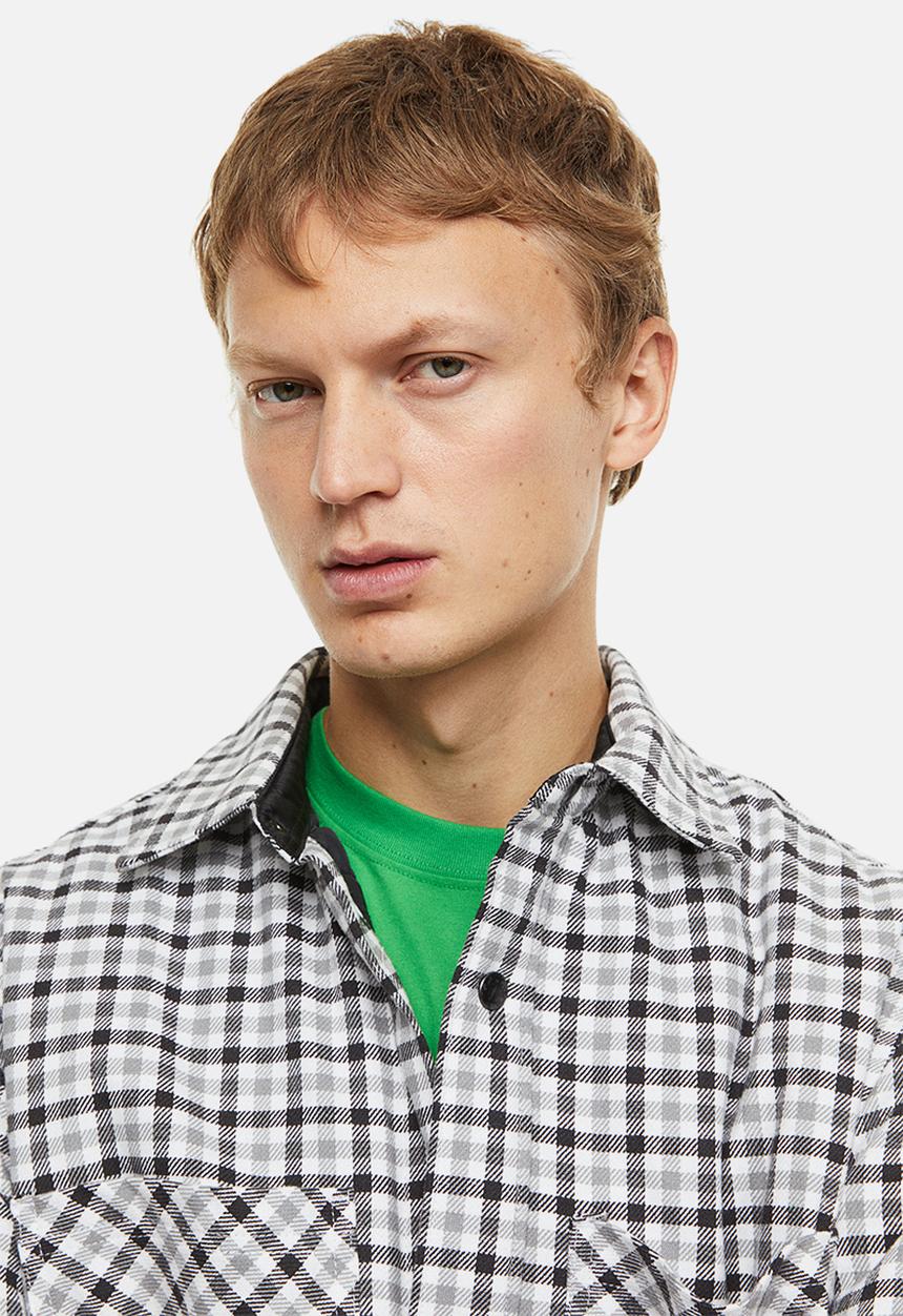 H&M - Padded overshirt - grey/white checked