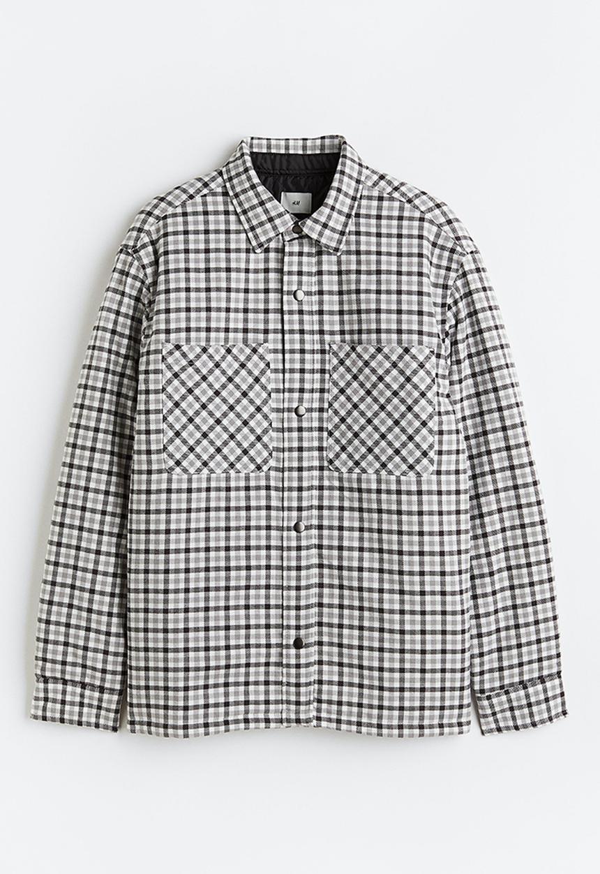 H&M - Padded overshirt - grey/white checked
