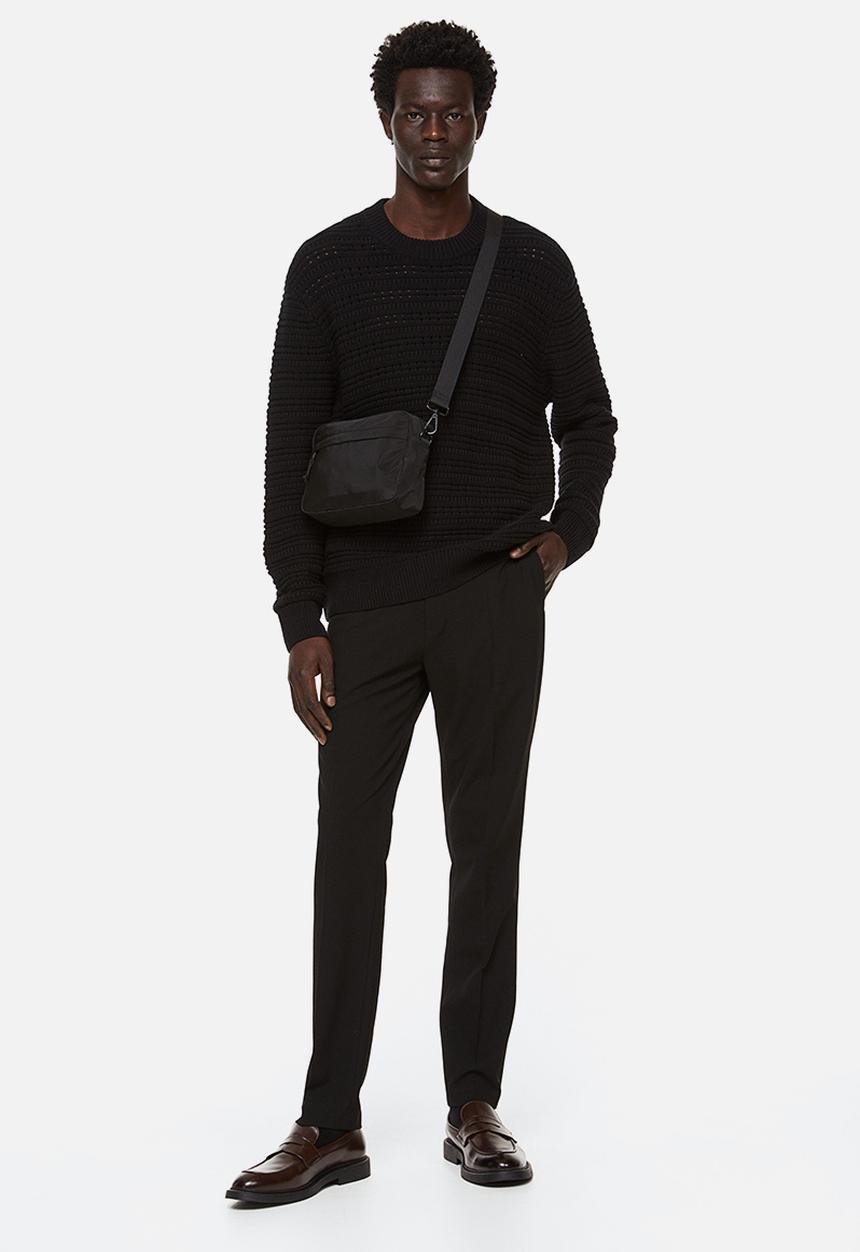 H&M - Regular fit textured-knit jumper - black