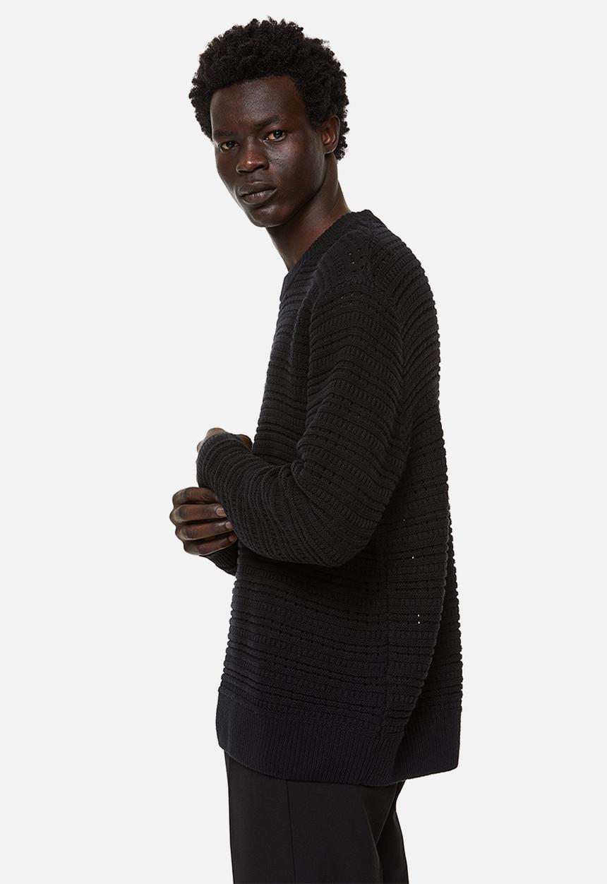 H&M - Regular fit textured-knit jumper - black