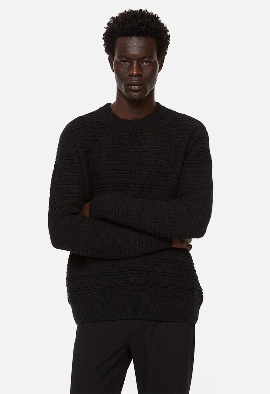H&M - Regular fit textured-knit jumper - black