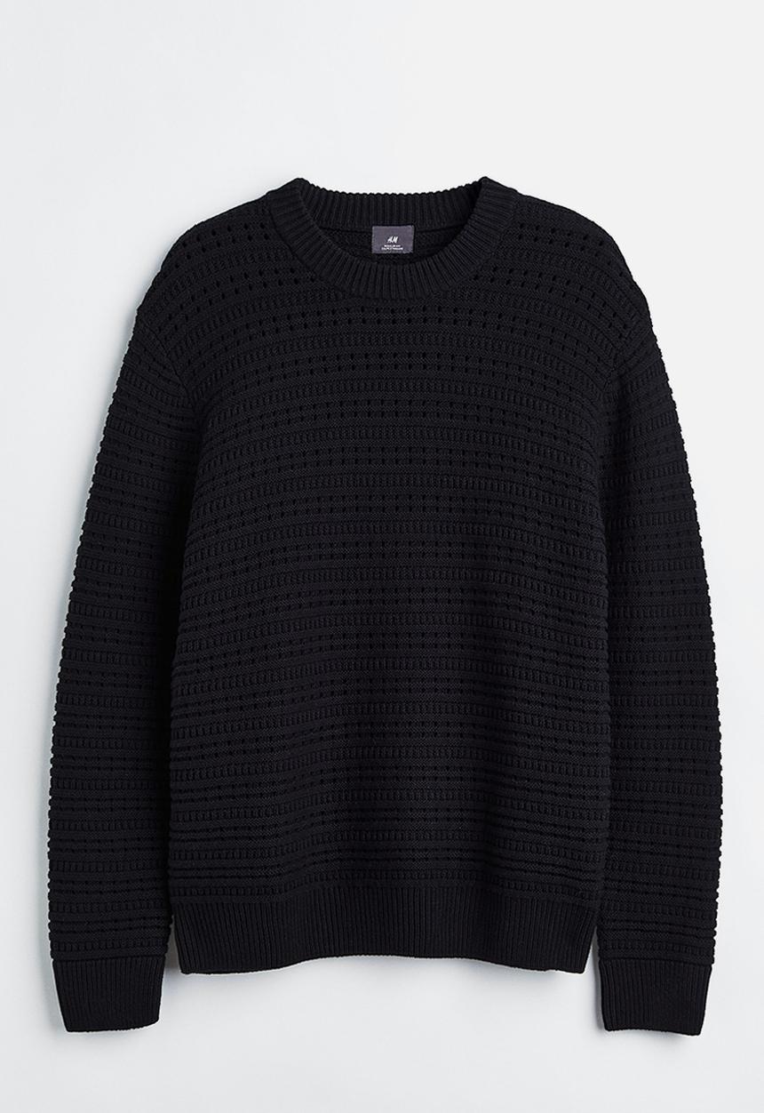 H&M - Regular fit textured-knit jumper - black