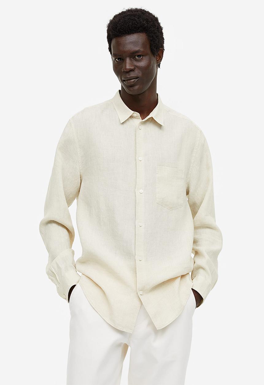 H&M - Regular fit linen shirt - light beige