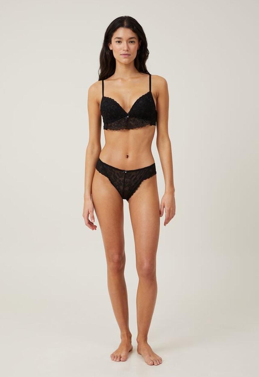 Cotton On - Aurora lace brasiliano - black