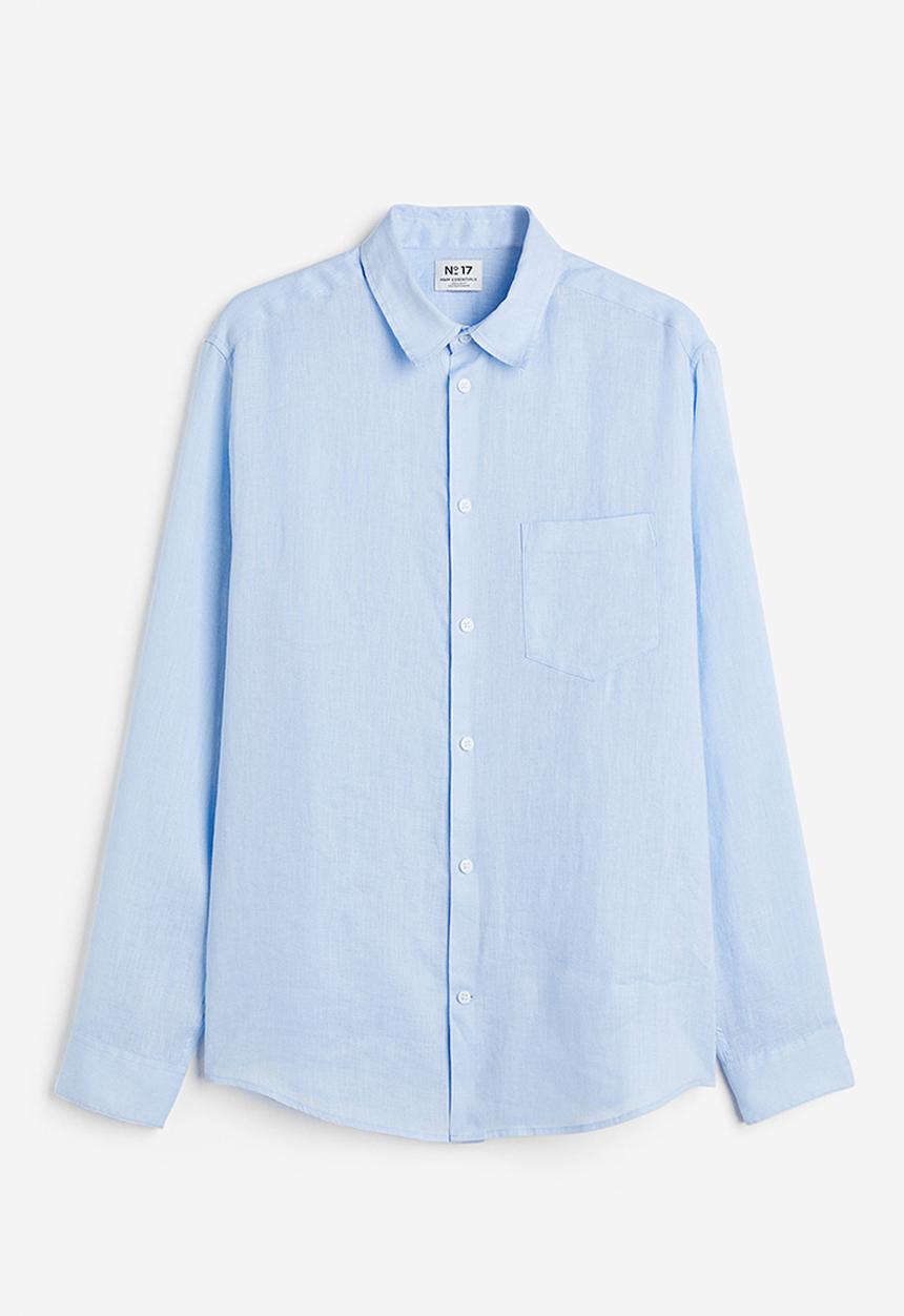 H&M - Regular fit linen shirt - light blue 