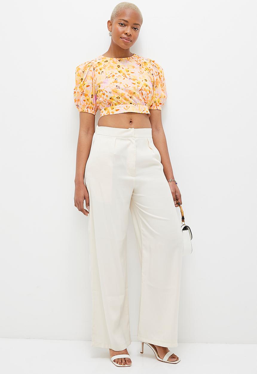 MILLA - Back detail puff sleeve blouse - orange