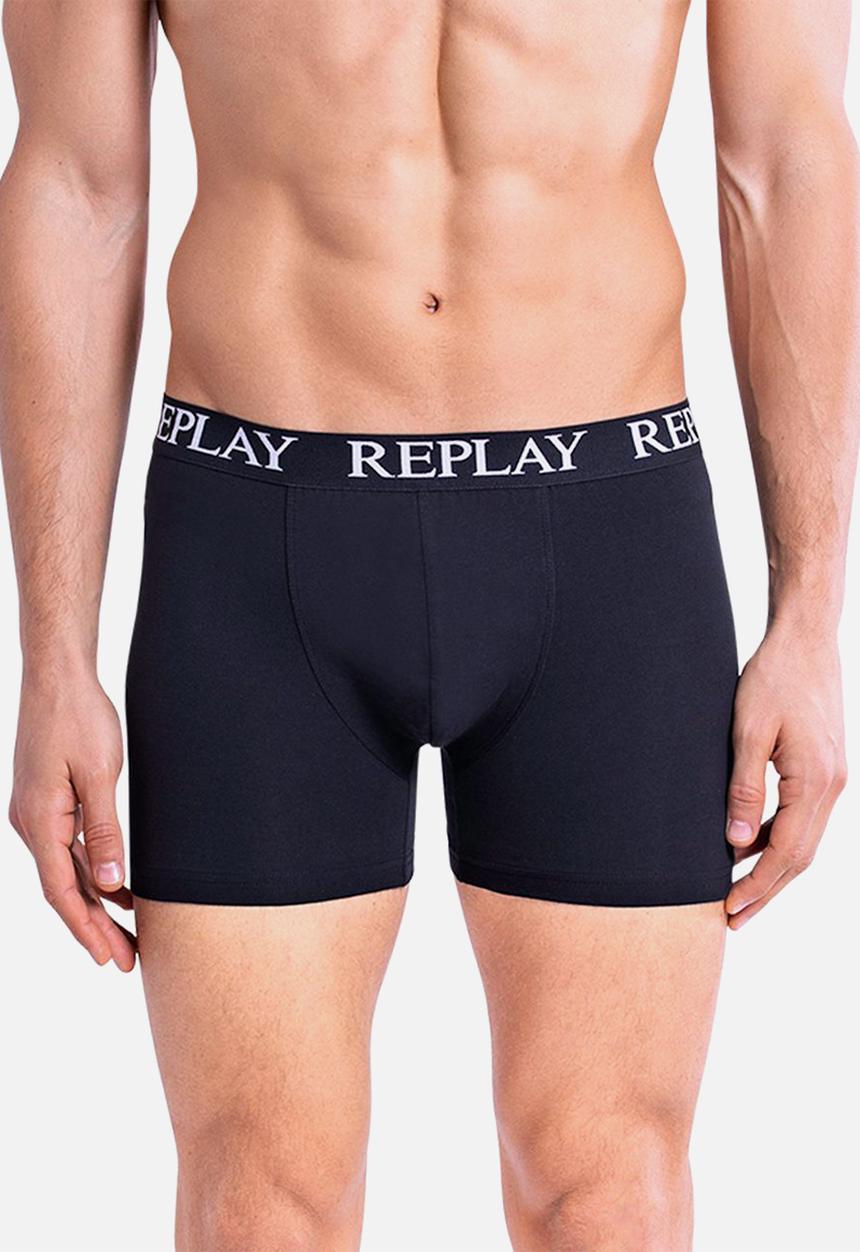 Replay - Replay boxer style 01/c basic cuff logo 3pcs box - black/grey mel/red