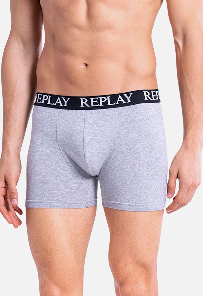 Replay - Replay boxer style 01/c basic cuff logo 3pcs box - black/grey mel/red
