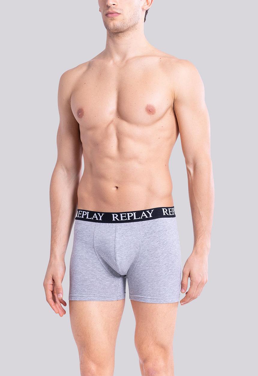Replay - Replay boxer style 01/c basic cuff logo 3pcs box - black/grey mel/red