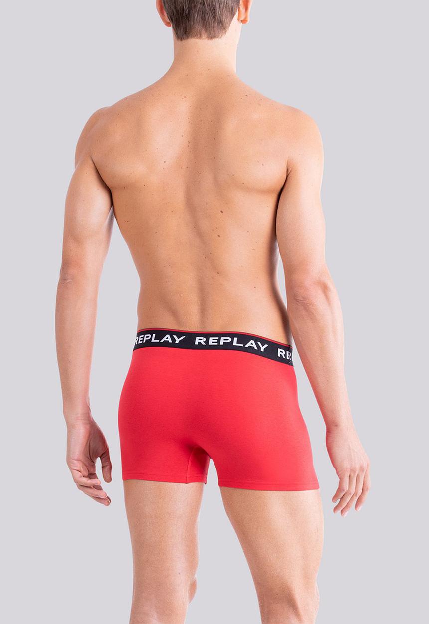Replay - Replay boxer style 2 cuff logo & print 2pcs box - black/red