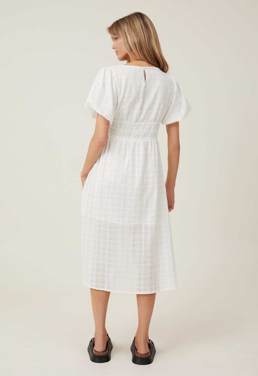 Cotton On - Prairie v-neck midi dress - white