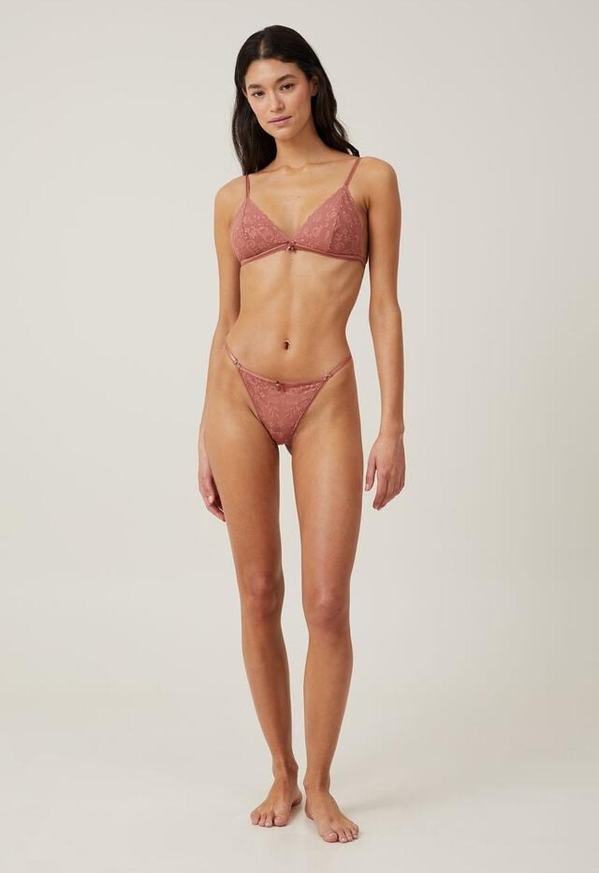 Cotton On - Aurora lace triangle bralette - rose dust