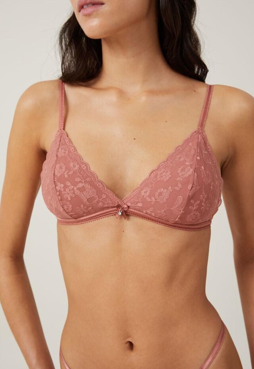 Cotton On - Aurora lace triangle bralette - rose dust