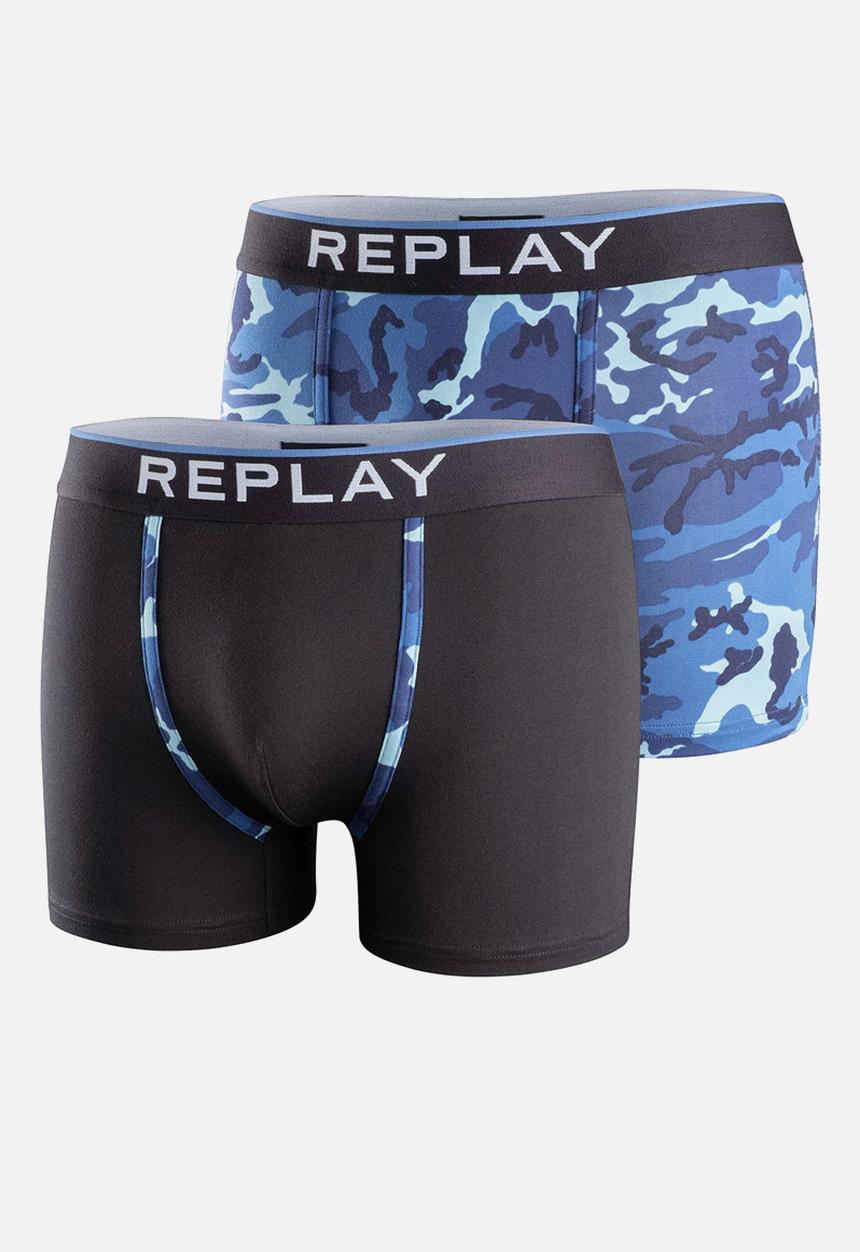 Replay - Replay boxer style8 cuff logo & camouflage 2pcs box- black/camouflage 