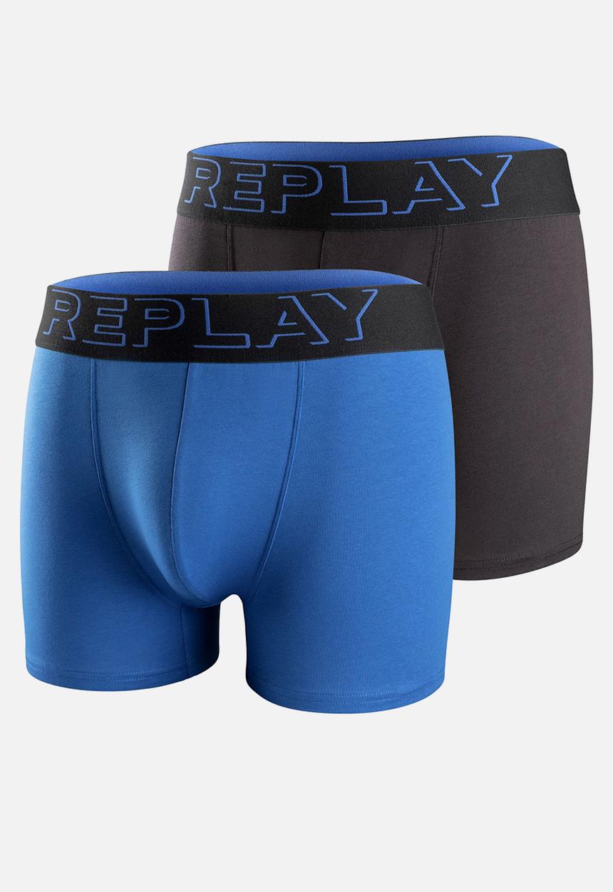 Replay - Replay boxer style 2 T/C cuff 3D logo 2pcs box - cobalt blue/black