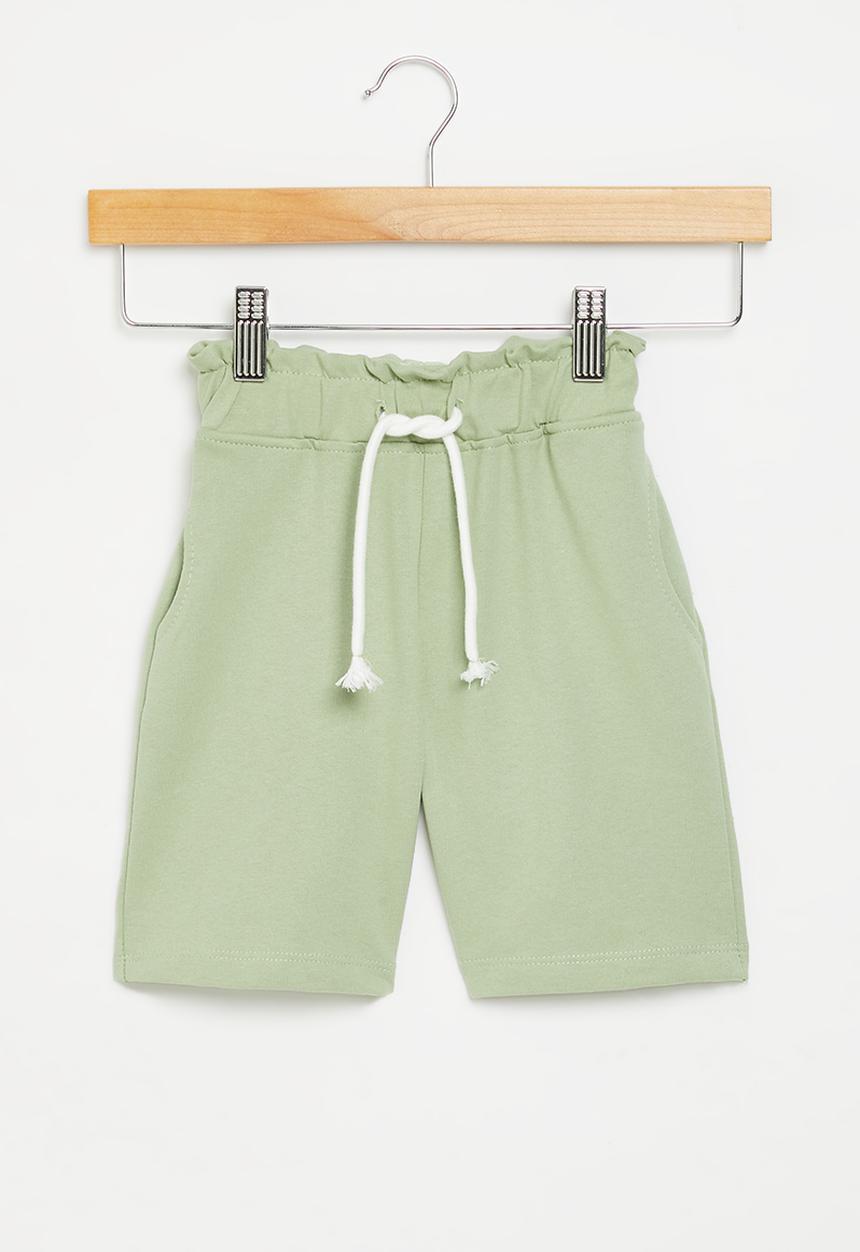 Pop Candy - Elastic waistband short with cord - sage