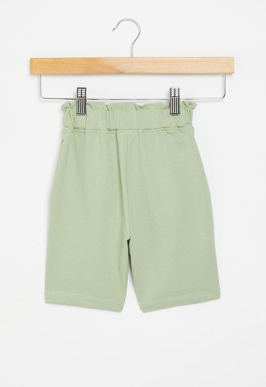 Pop Candy - Elastic waistband short with cord - sage