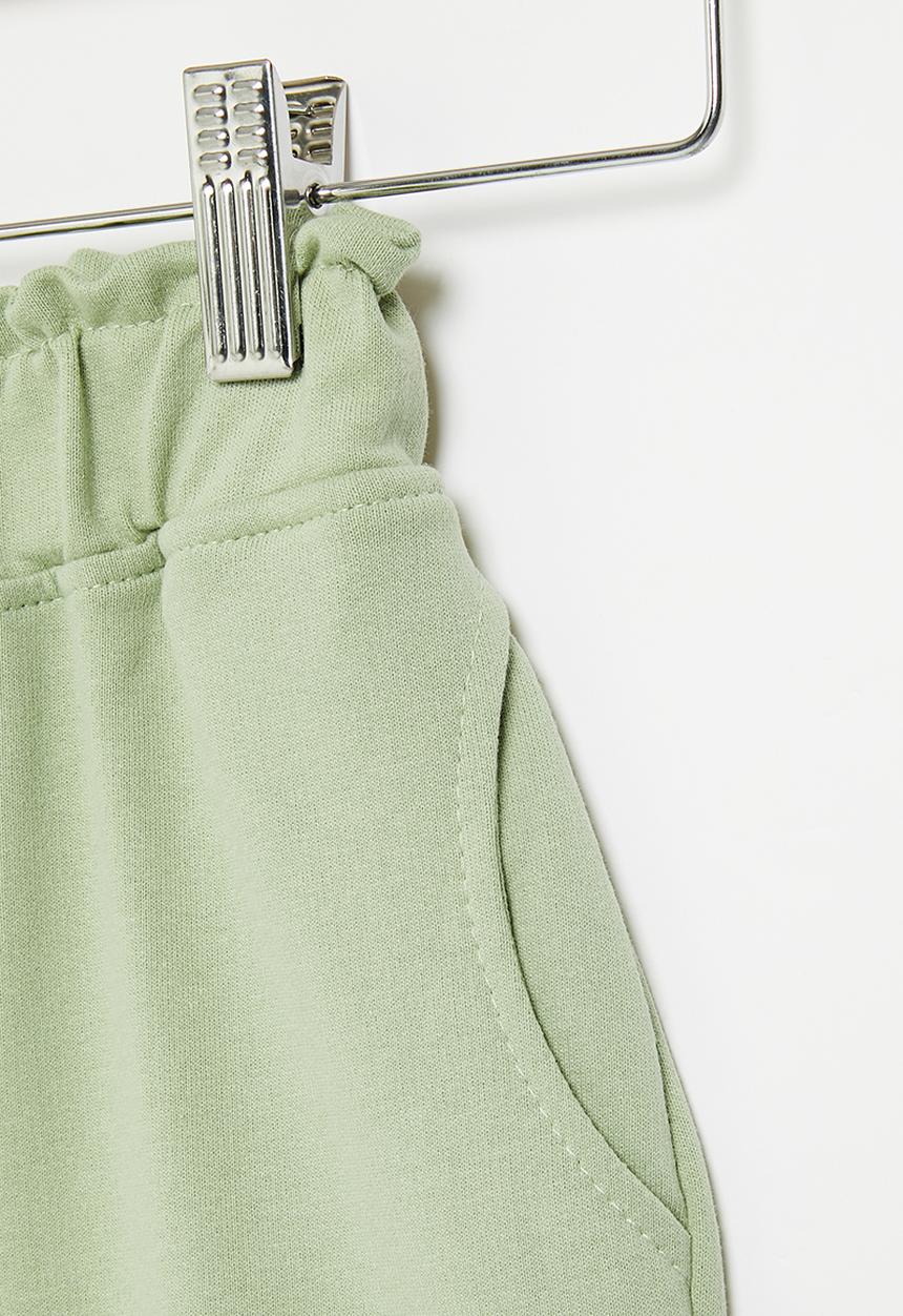 Pop Candy - Elastic waistband short with cord - sage