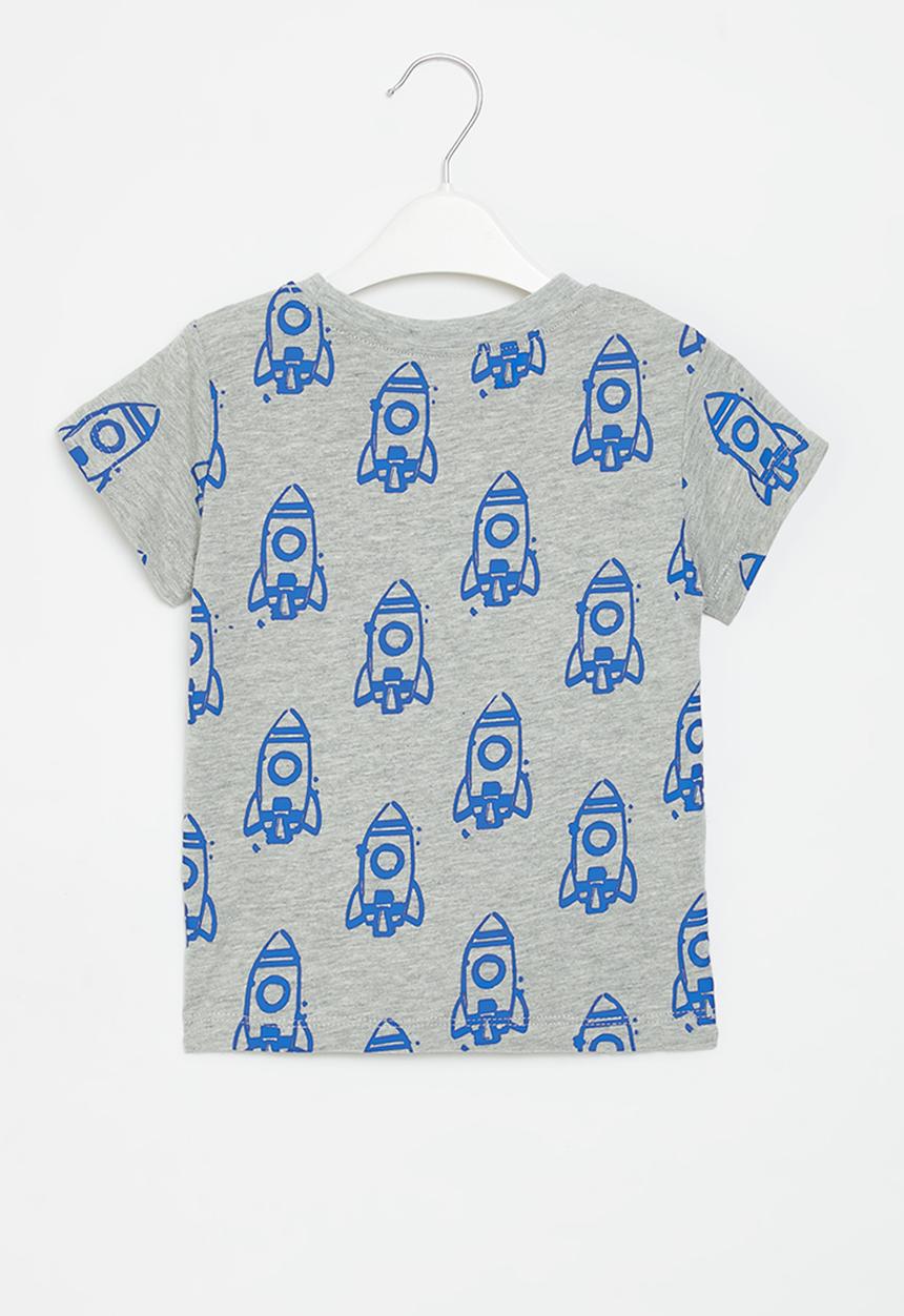 Pop Candy - Printed tee - grey & blue
