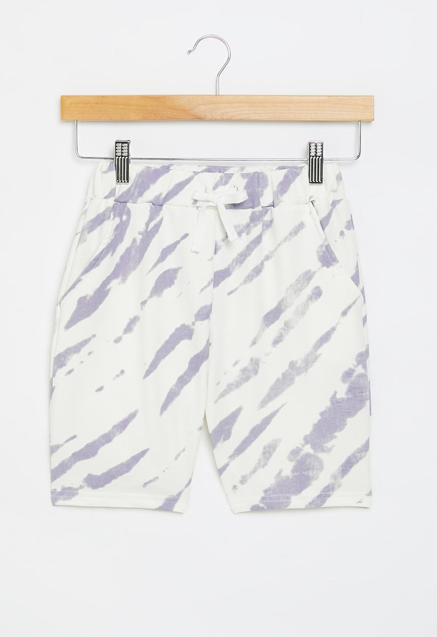Pop Candy - Elastic waistband short with cord - grey and white
