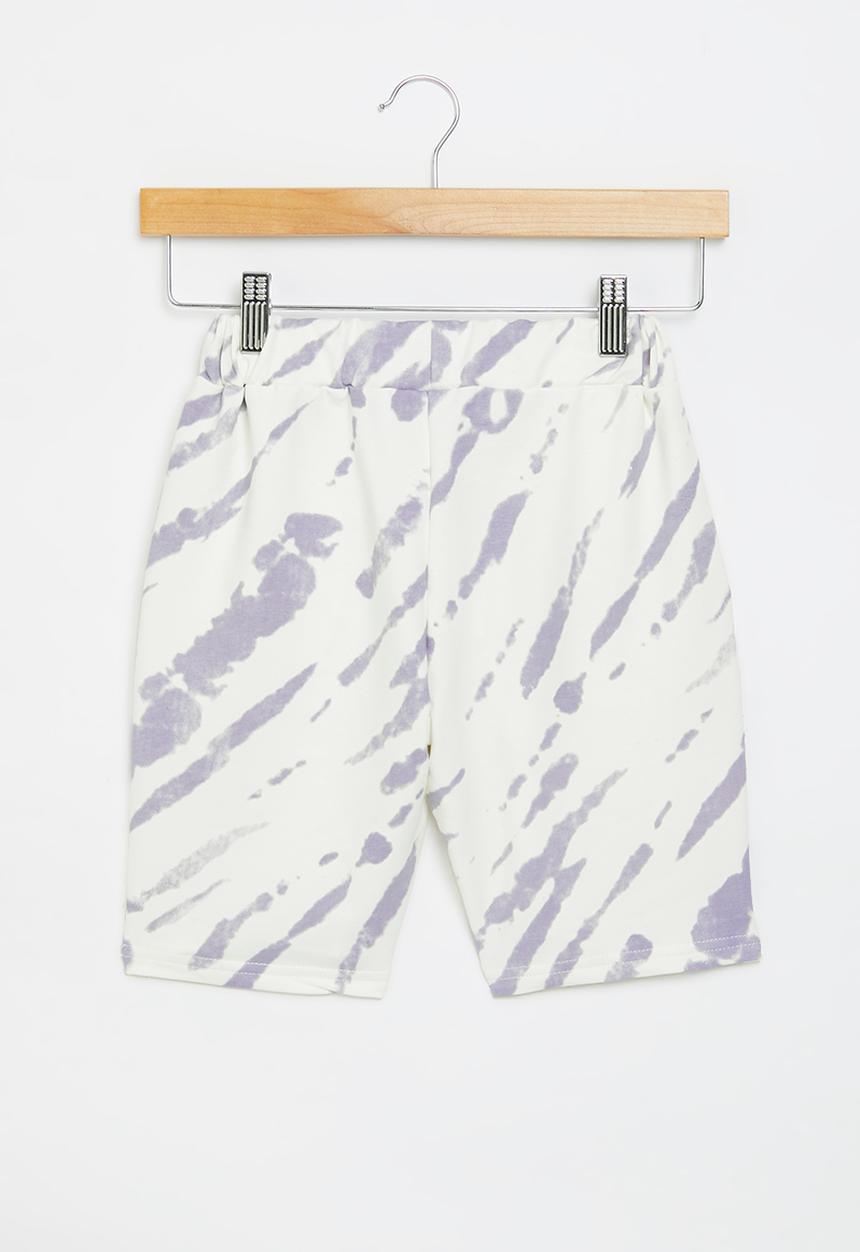 Pop Candy - Elastic waistband short with cord - grey and white