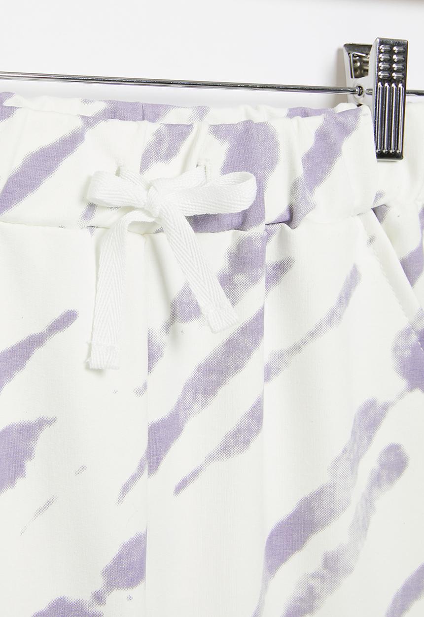 Pop Candy - Elastic waistband short with cord - grey and white