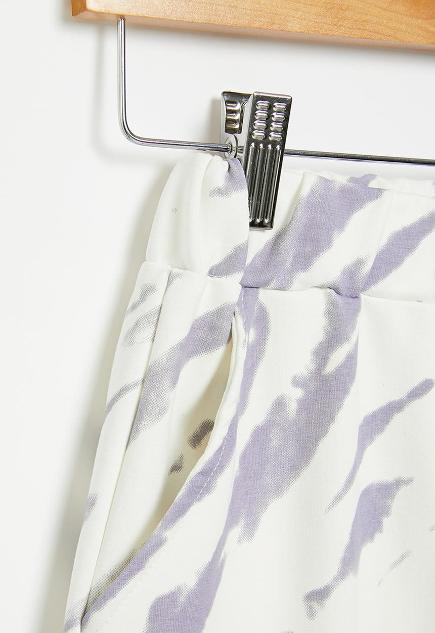 Pop Candy - Elastic waistband short with cord - grey and white