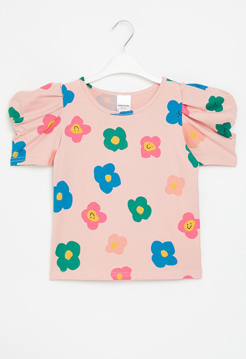 Pop Candy - Tee with puff sleeve - pink