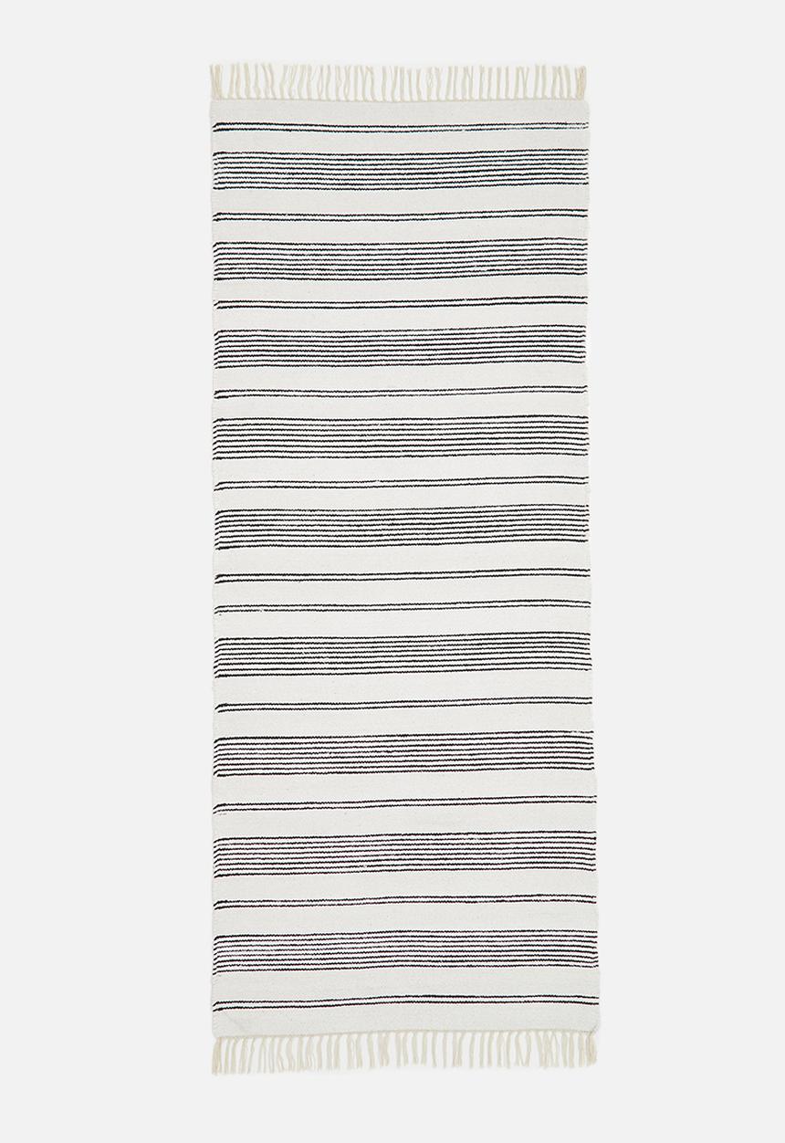 Sixth Floor - Striped cotton chenille runner - black/white