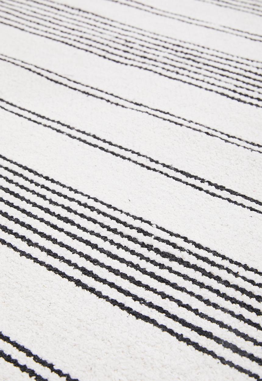 Sixth Floor - Striped cotton chenille runner - black/white