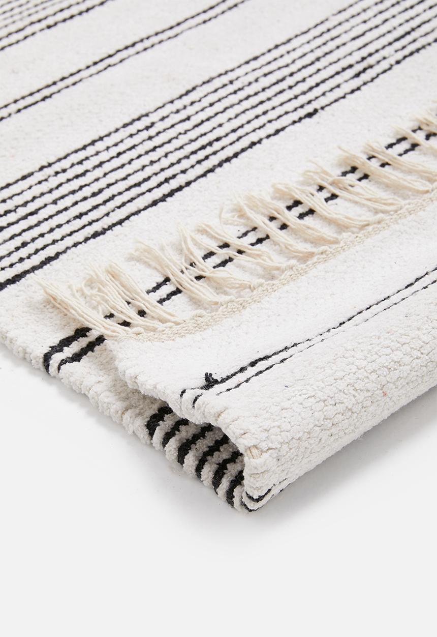Sixth Floor - Striped cotton chenille runner - black/white