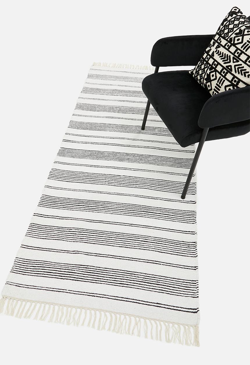 Sixth Floor - Striped cotton chenille runner - black/white